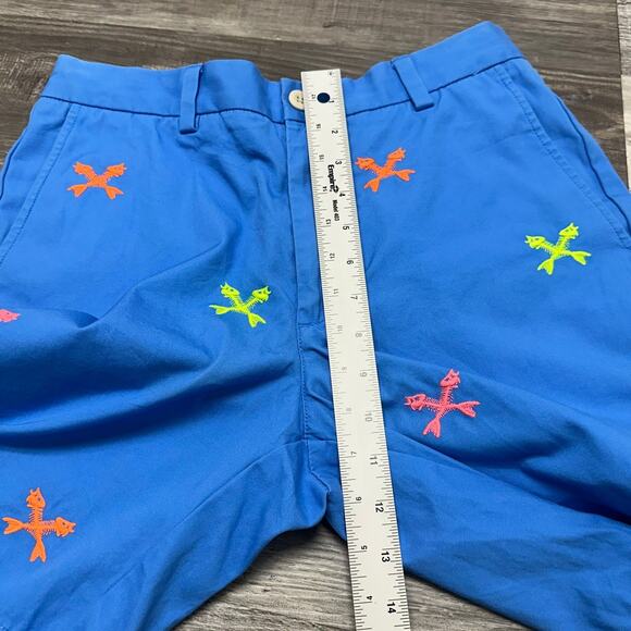 Vineyard Vines Cross Fishbones Blue Green Men 30 Flat Front Breaker Chino Shorts - Picture 8 of 10